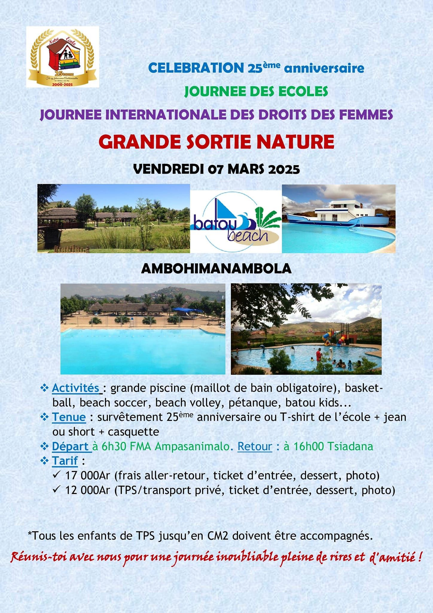 Grande Sortie Nature 2025 – 25 ans de Notre École Tsiadana au Batou Beach